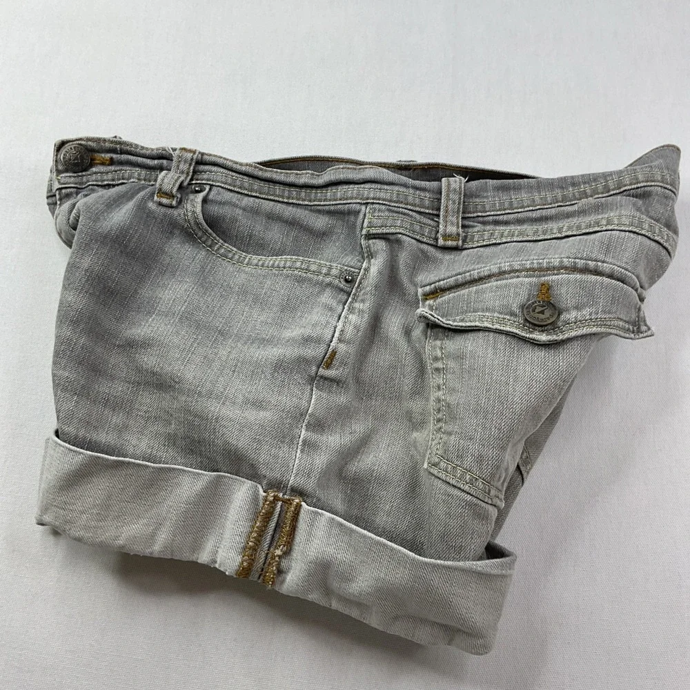 Patagonia Shorts Women Sz 27 Gray Denim Shortie Y2K Low Rise Stretch Cuffed